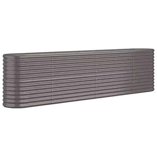 vidaXL Grey Galvanised Steel Raised Garden Bed W: 260 cm, D: 40 cm, H: 68 cm