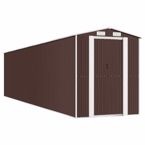 vidaXL Garden Shed in Dark Brown, Galvanised Steel, W/D/H: 192 x 855 x 223 cm – 1