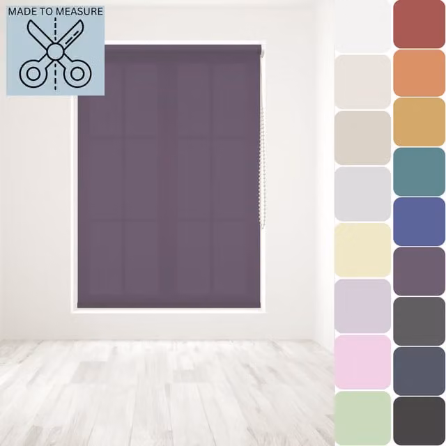 Caecus Made to Measure Straight Edge Roller Blind in Purple, Width: 60 cm