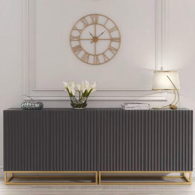 Creative Furniture Ripple Duo Sideboard in Dark Grey and Gold, W: 200 cm