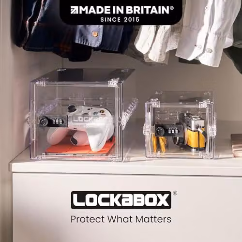 Lockabox Mini Small Lockable Storage Box with Combination Lock, Transparent, W/D/H: 22.3 x 15.4 x 12 cm – 4