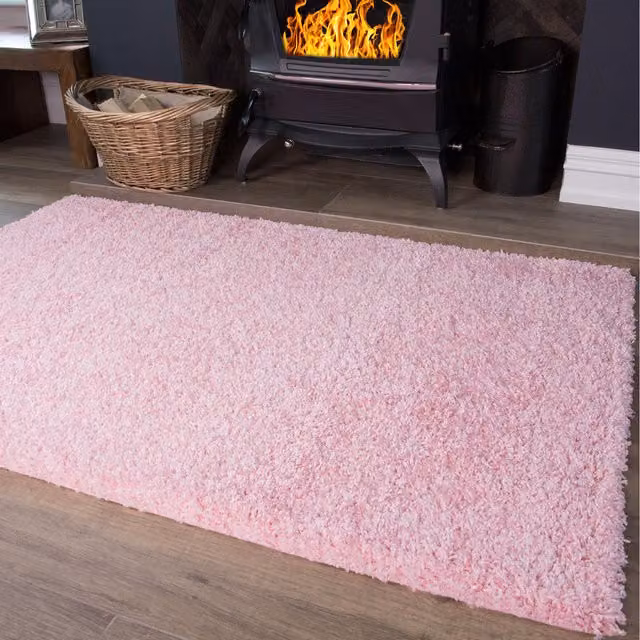 The Rug House Soft Value Shaggy Rug in Pink, W: 133 cm, L: 190 cm
