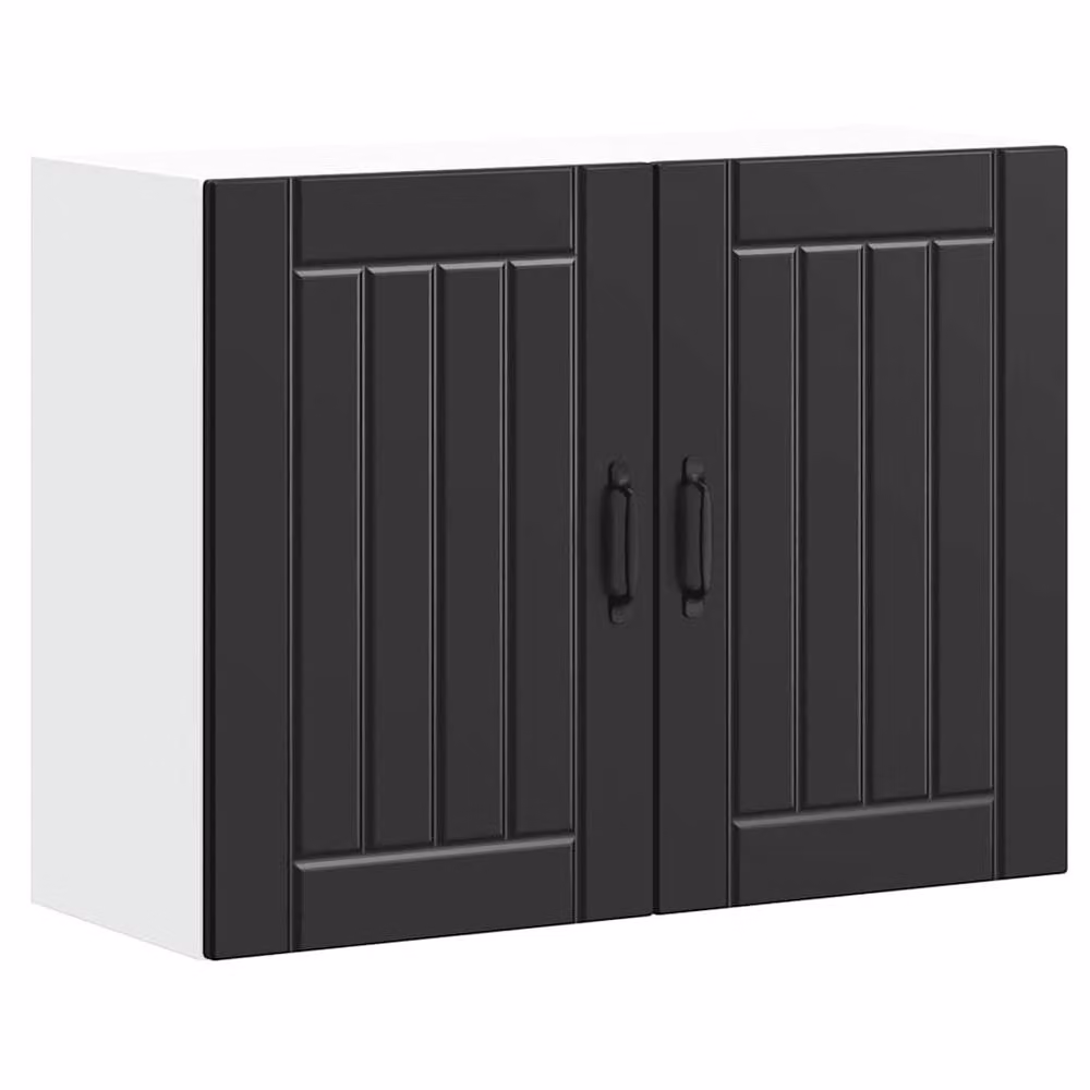 Berkfield Home Lucca Black Kitchen Wall Cabinet in Matt MDF, W/D/H: 80 x 31 x 60 cm – 2