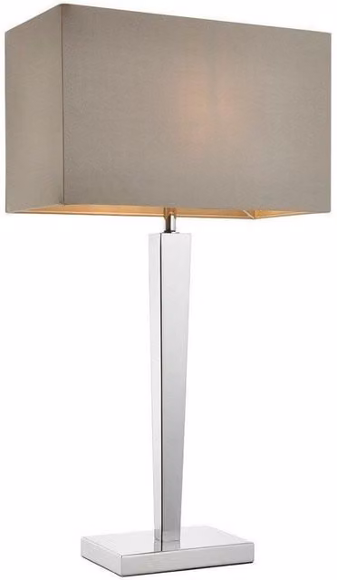 Netlighting Moreto Table Lamp in Chrome with Grey Silk Effect Shade B22