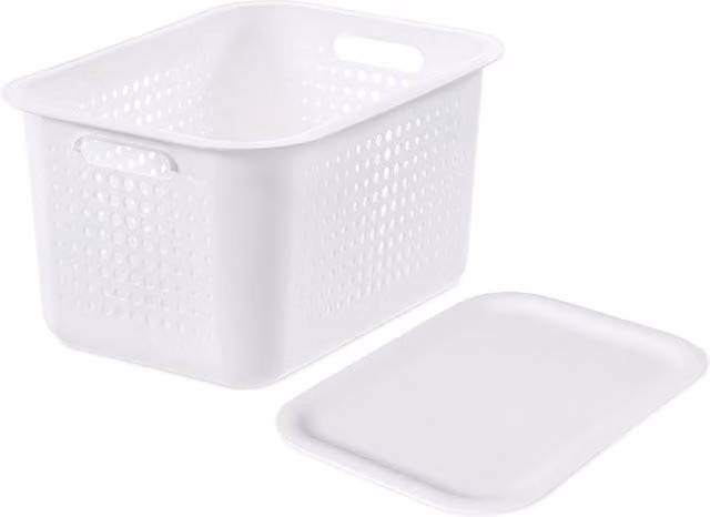 SmartStore Stackable Recycled Storage Box with Lid, White and Anthracite, 13 l