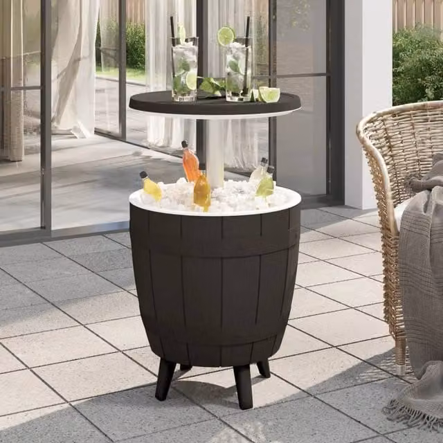 Berkfield Home 3-in-1 Ice Cooler Table in Black Matt Polypropylene – 1