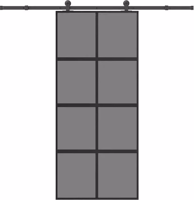 Berkfield Home Modern Sliding Door with Hardware Set, Black Aluminium and Transparent Tempered Glass, W: 90 cm, H: 205 cm