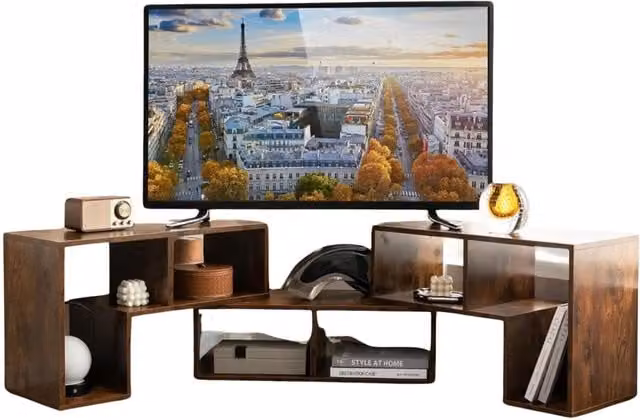 Pirlo Plush Minimalist Brown MDF and Wood TV Stand Unit