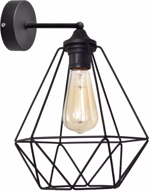 Helam Industrial Metal Wall Lantern in Black, Diameter: 25 cm