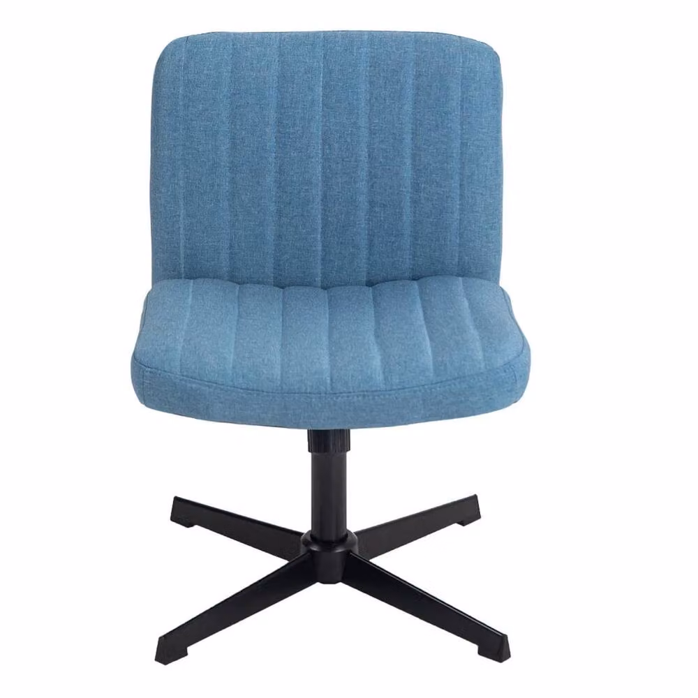 Hinsinc Blue Fabric Armless Task Chair with 360 Degree Swivel and Castors – 2
