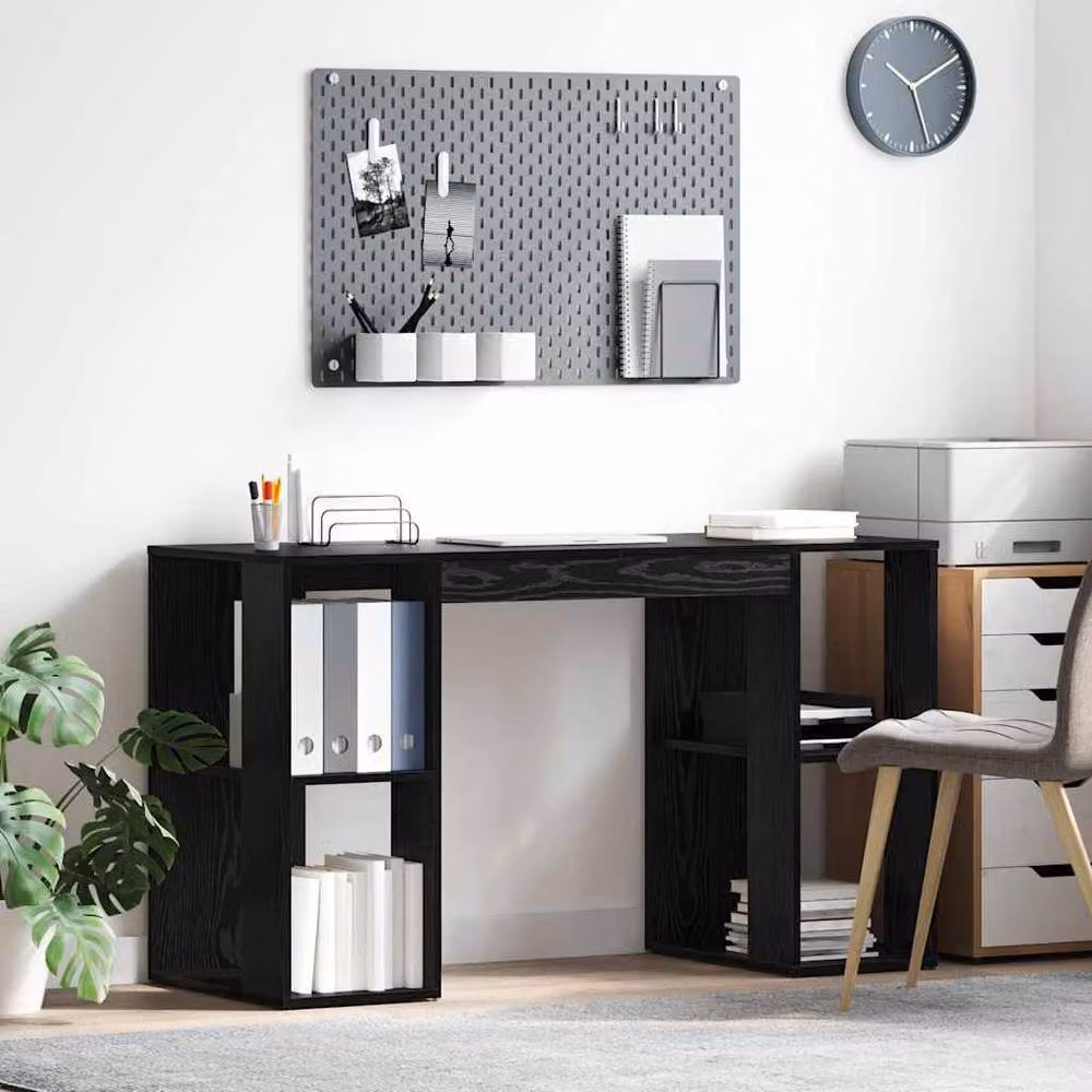 Berkfield Home Modern Black Oak Computer Desk in Black Oak MDF – 2