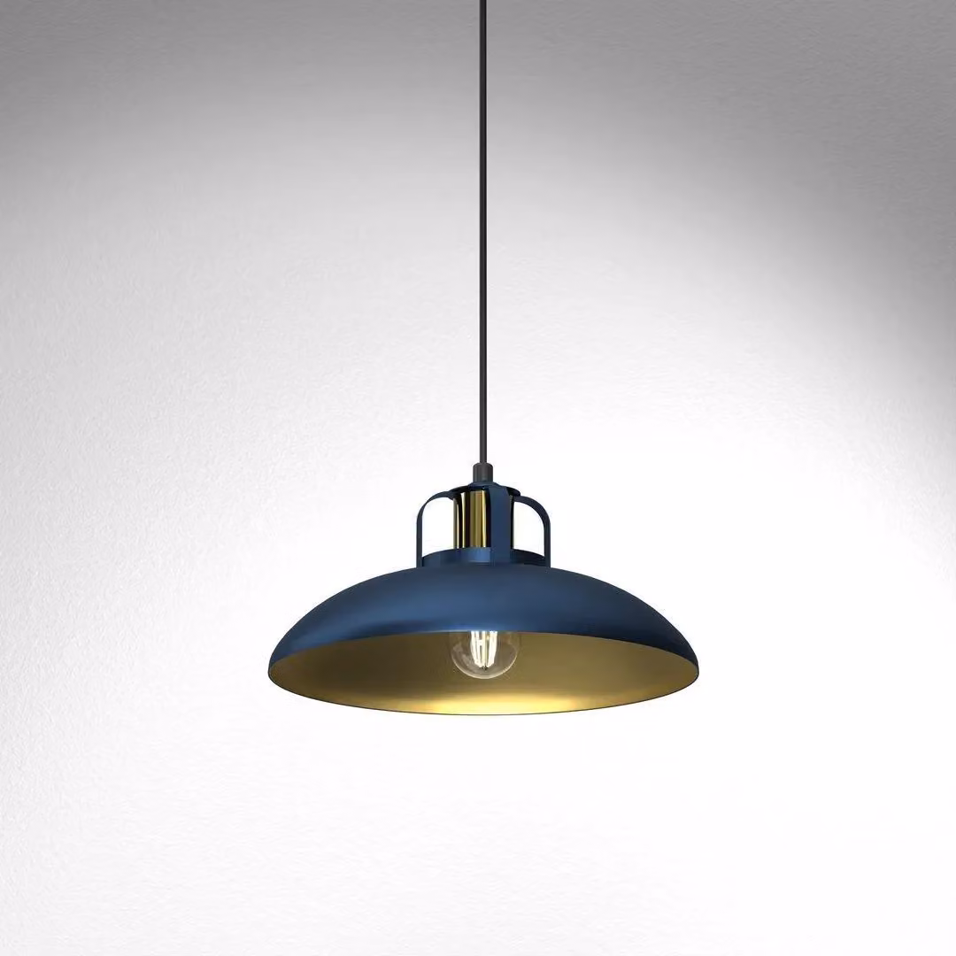 Milagro Felix Blue and Gold Metal Pendant Lamp with Adjustable Height – 2