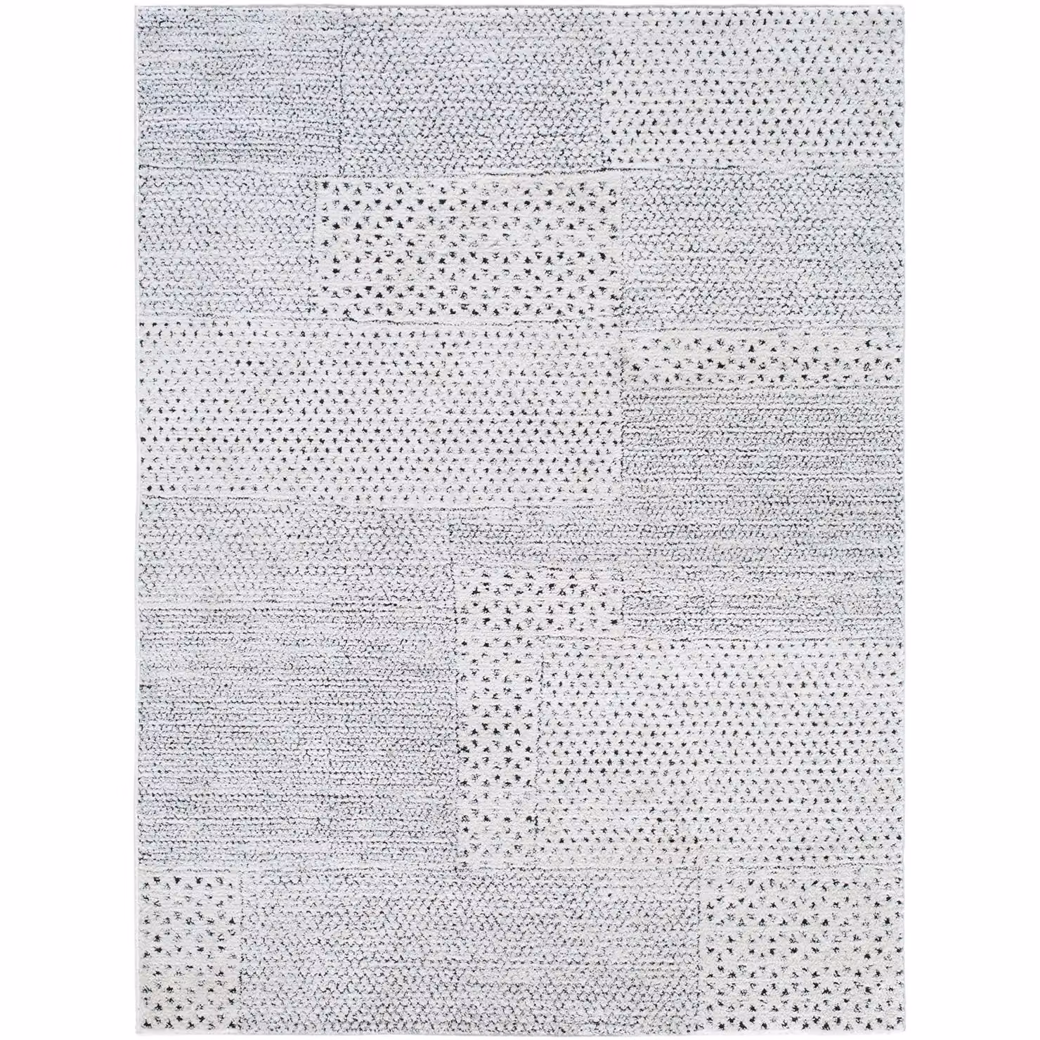 Livabliss Galey Alix Architect III Modern Geometric High Pile Rug in Ivory, Black and White, W: 80 cm, L: 220 cm – 2