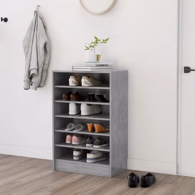 Berkfield Home Modern Grey Shoe Cabinet with Internal Shelves, W/D/H: 60 x 35 x 92 cm – 1