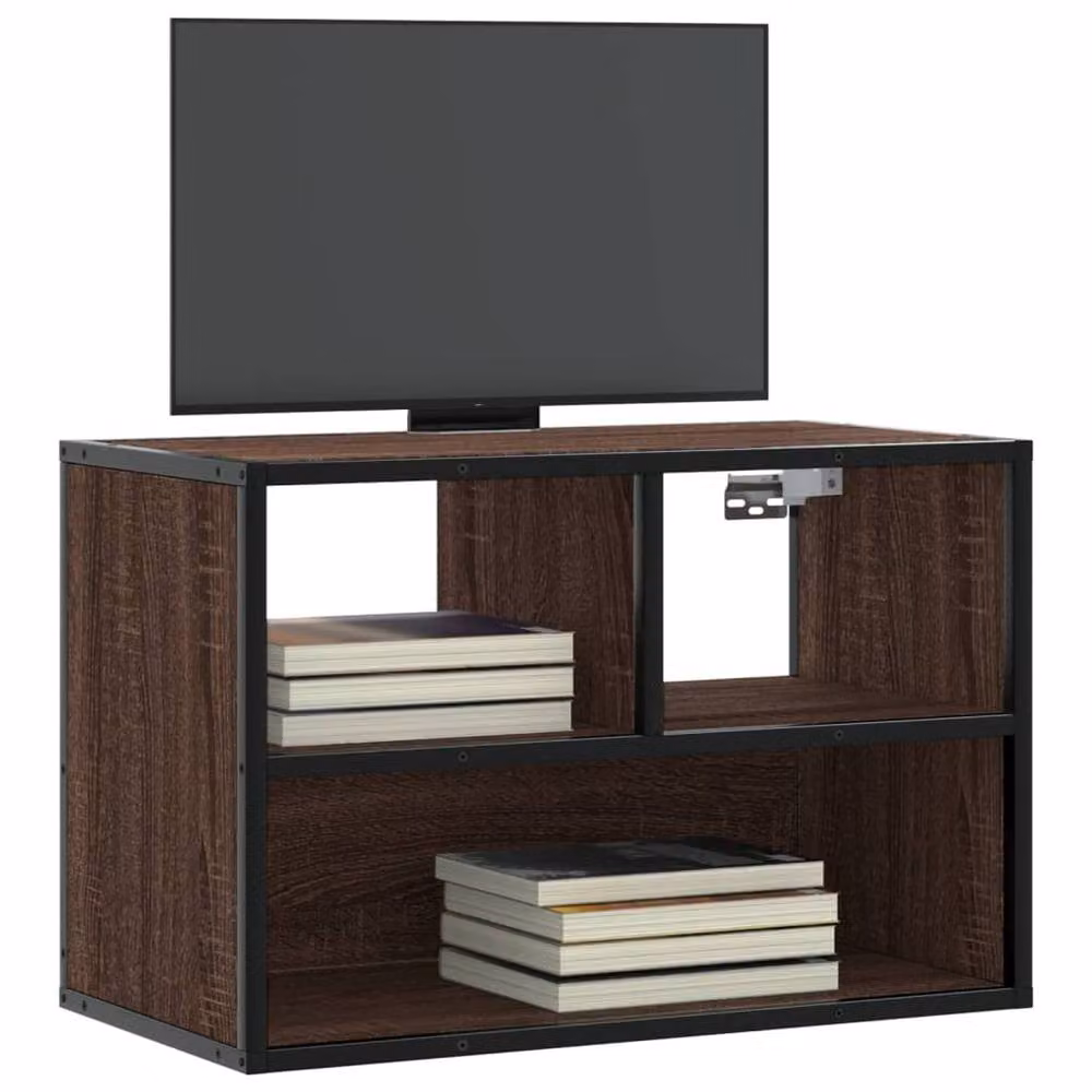 Berkfield Home Industrial TV Cabinet in Brown Oak, W/D/H: 60 x 31 x 39.5 cm – 2