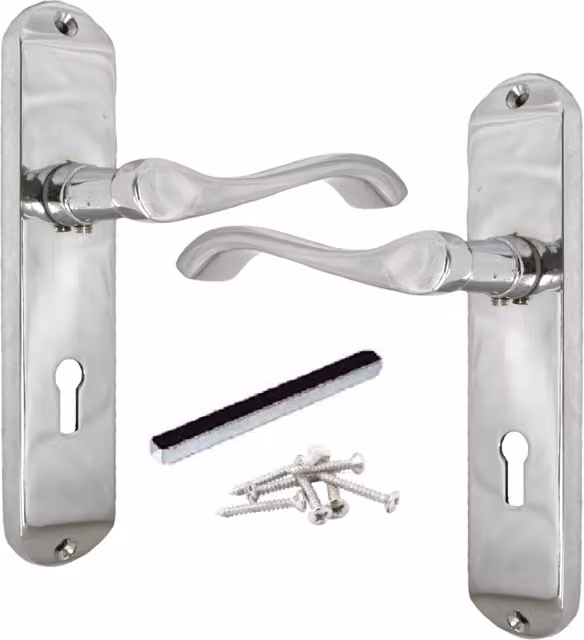 Betley Butterfly Door Handles on Backplate in Chrome