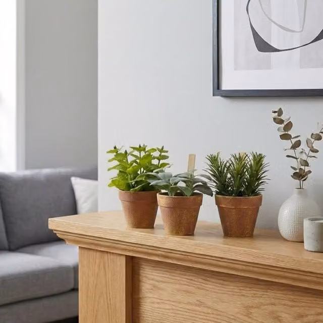 Garden Greatness Trio Artificial Herb Plants in Multicolour Pots