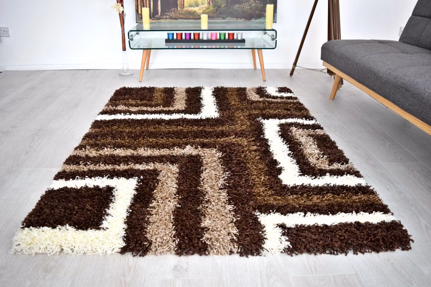 Bravich LTD Thick Shaggy Tides California Rug in Brown, W: 60 cm, D: 110 cm – 6
