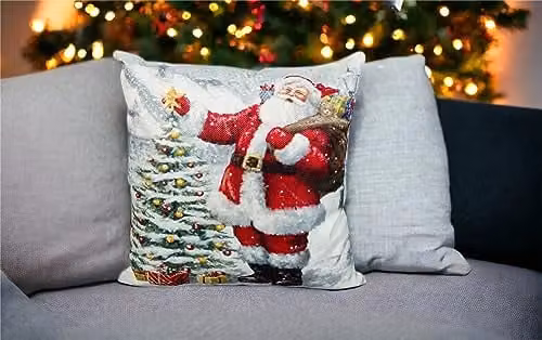 Netagon Santa Father Christmas Design Christmas Themed Cushion in White, W/D/H: 40 x 40 x 40 cm – 3