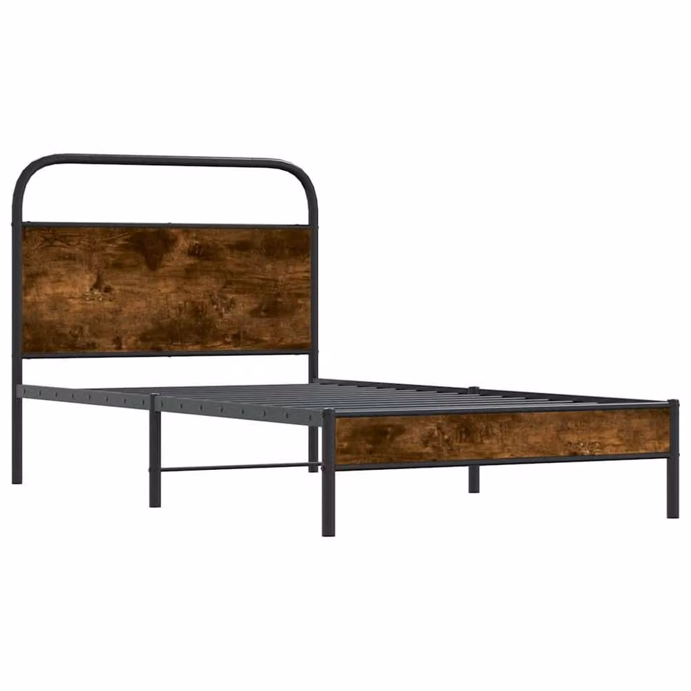 Berkfield Home Elegant Bed Frame in Smoked Oak and Brown, W/D/H: 100 x 200 cm – 3