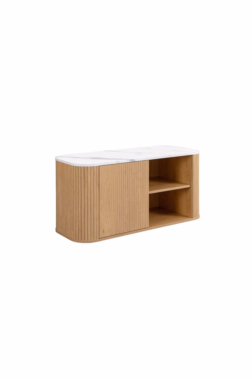 Birlea Kagu Small TV Unit with Fluted Ribbed Oak and Marble Effect in Light Oak – 6