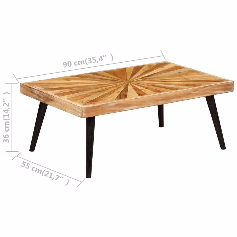 Berkfield Home Rustic Solid Mango Wood Coffee Table, Brown, W/D/H: 90 x 55 x 36 cm – 5