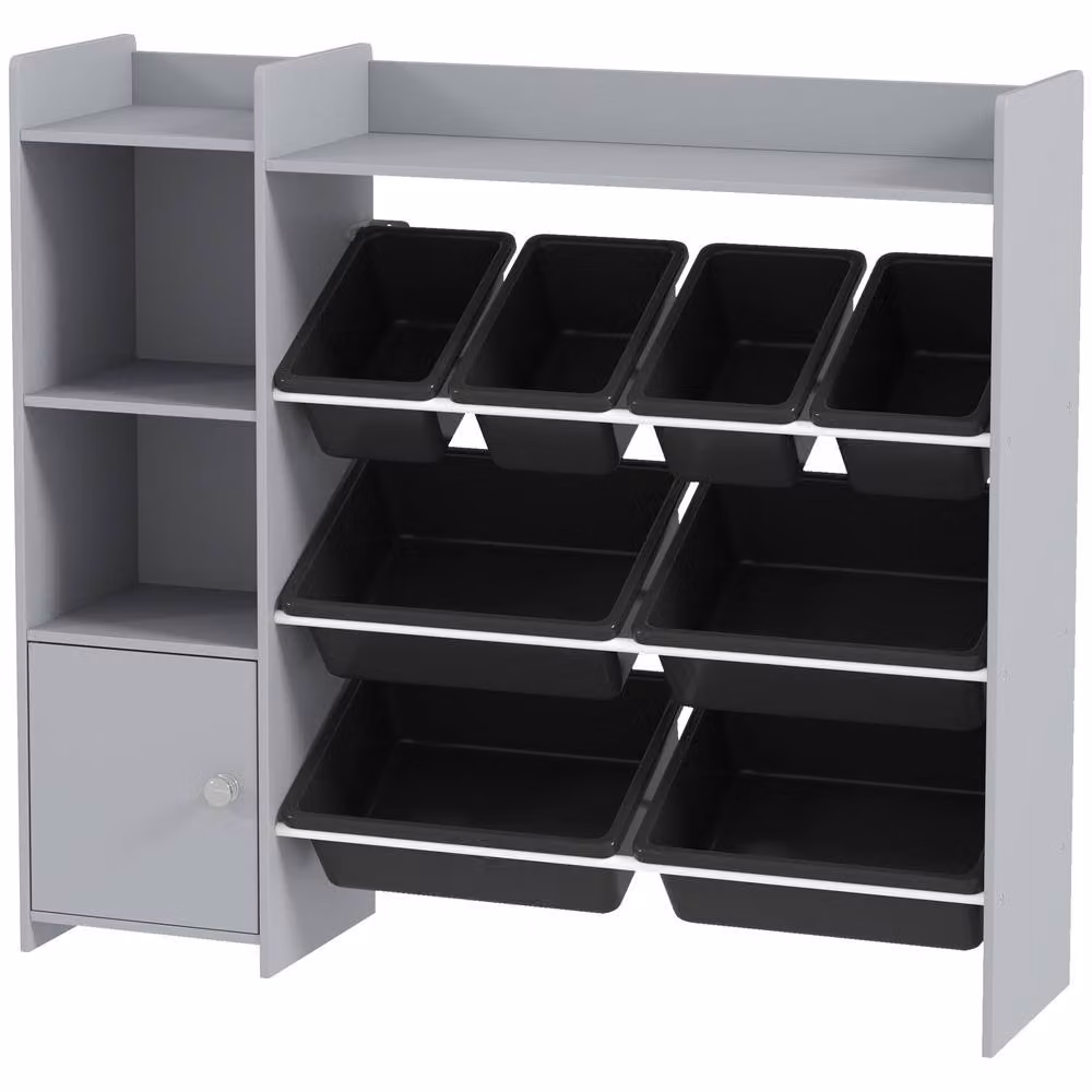 STILVORA Toy Storage Unit with 8 Bins in Grey, W/D/H: 100 x 30 x 30 cm – 4
