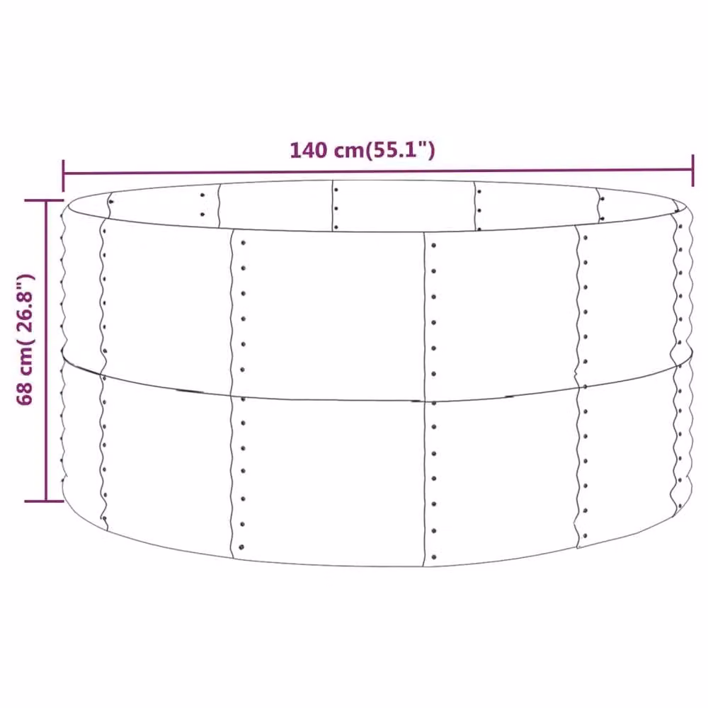 Berkfield Home Garden Green Powder-coated Steel Raised Bed W/D/H: 140 x 140 x 68 cm – 4