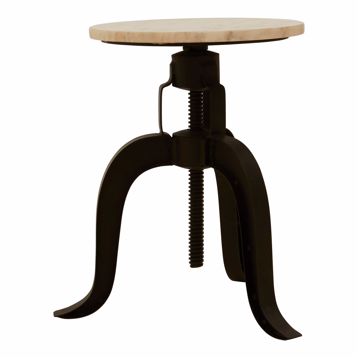 Orsina Adjustable 3 Leg Bar Stool with Green Marble Top and Black Metallic Finish – 2
