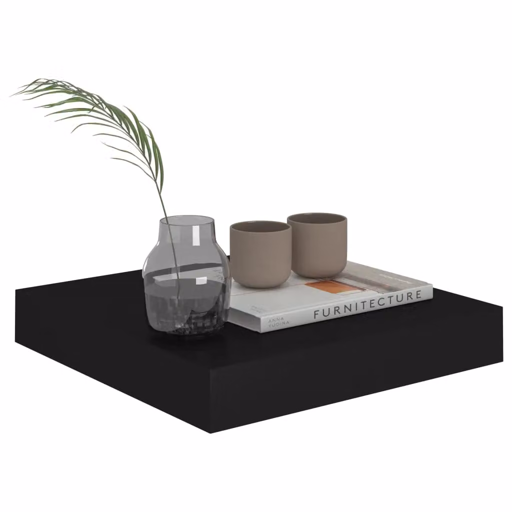Berkfield Home Floating Wall Shelves, 2 Piece Set, Black, W/D/H: 23 x 23.5 x 2 cm – 3