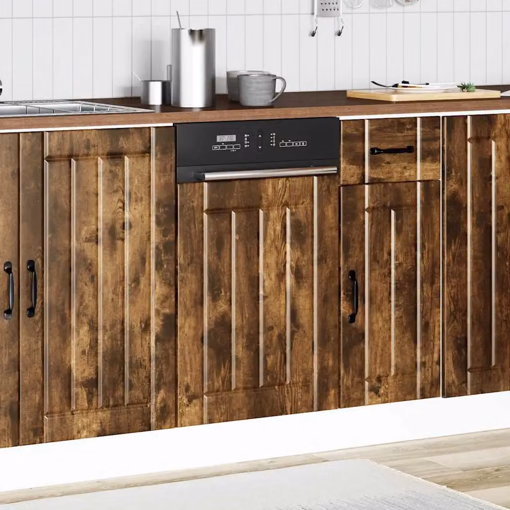 Berkfield Home Lucca Dishwasher Panel in Smoked Oak Brown Engineered Wood – 3