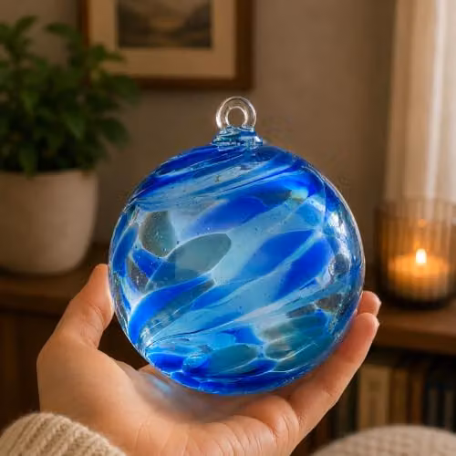 Sienna Glass Blue Angel Orb Hanging Glass Ornament – 2