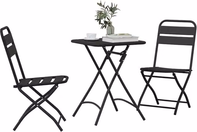 Berkfield Home 3-Piece Folding Bistro Set in Anthracite Steel – 1