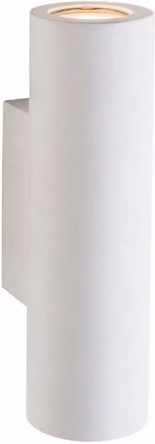 Loops Up & Down LED Wall Light in Primed White Ceramic Modern Cylinder Fitting