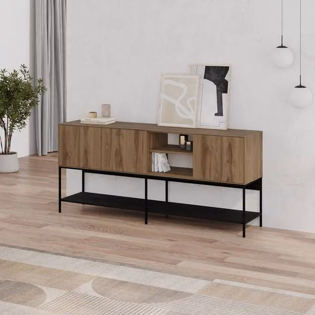 Decortie Amira Modern Sideboard Storage Cabinet in Brown, 2 Pack – 2