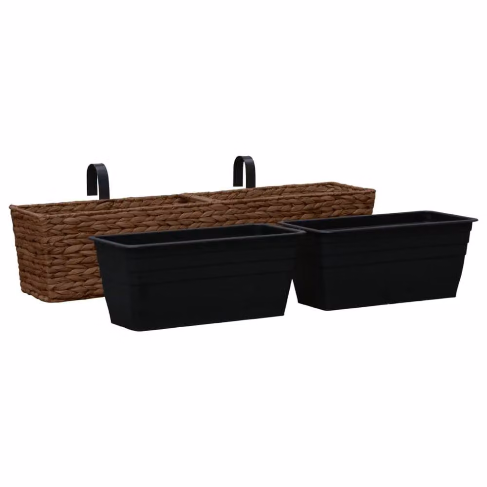 Berkfield Home Garden Brown Water Hyacinth Window Box Planters, 2 Pieces – 3
