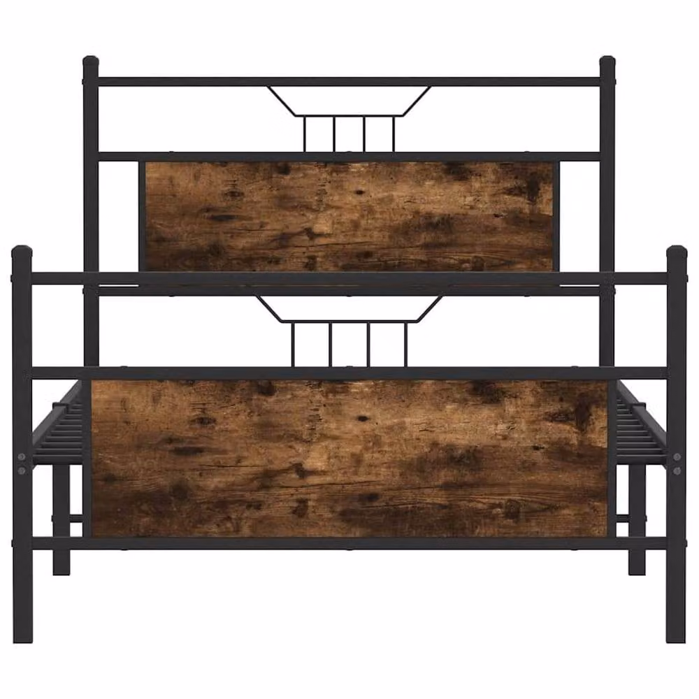 Berkfield Home Smoked Oak Bed Frame in Brown, W/D/H: 100 x 190 cm – 4