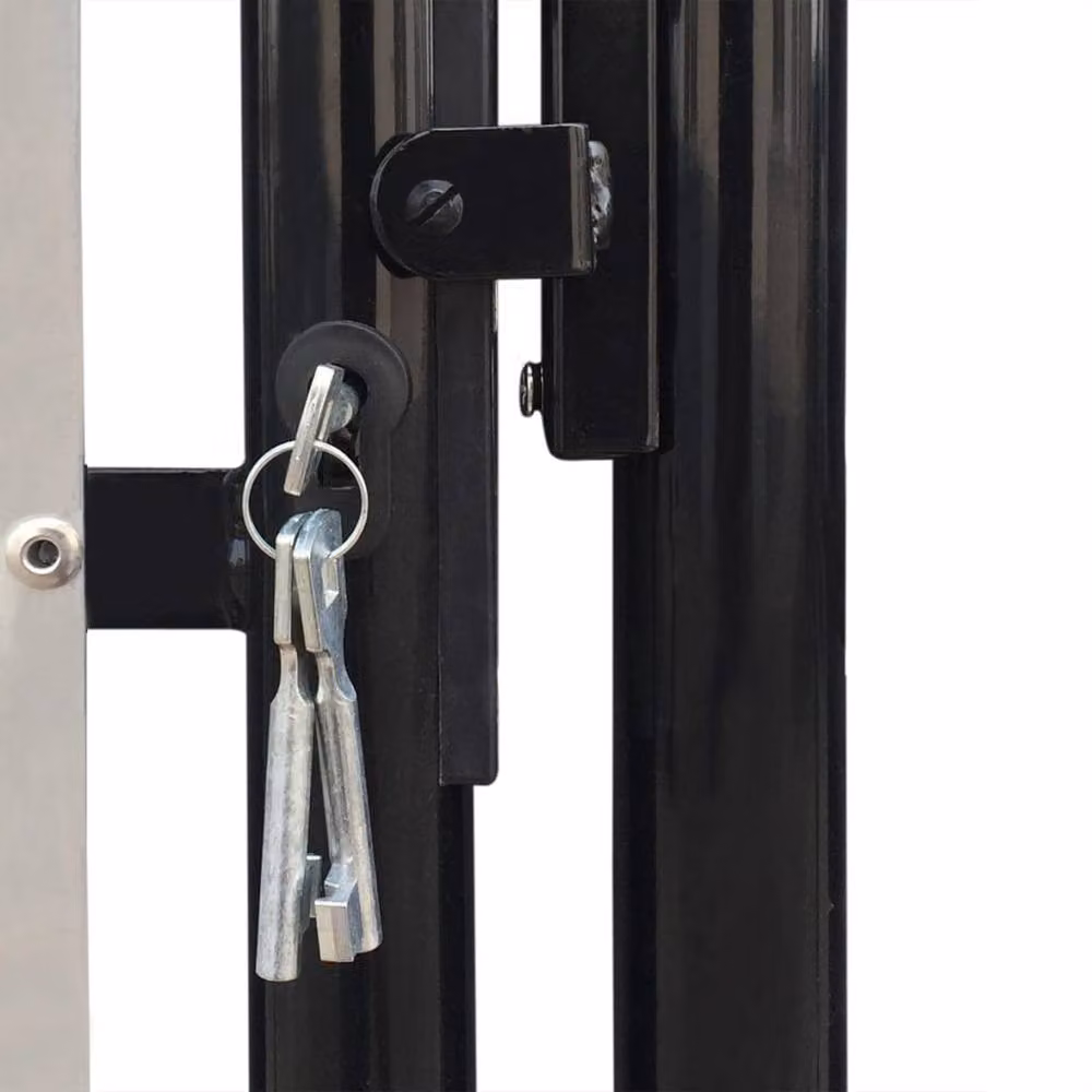 Berkfield Home Black Single Door Galvanised Steel Swing Fence Gate W: 100 cm, H: 125 cm – 3