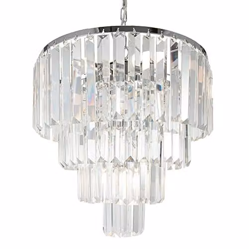Netlighting Amedeo Suspended Pendant Light in Chrome and Transparent Glass with 5x E14 Sockets – 1