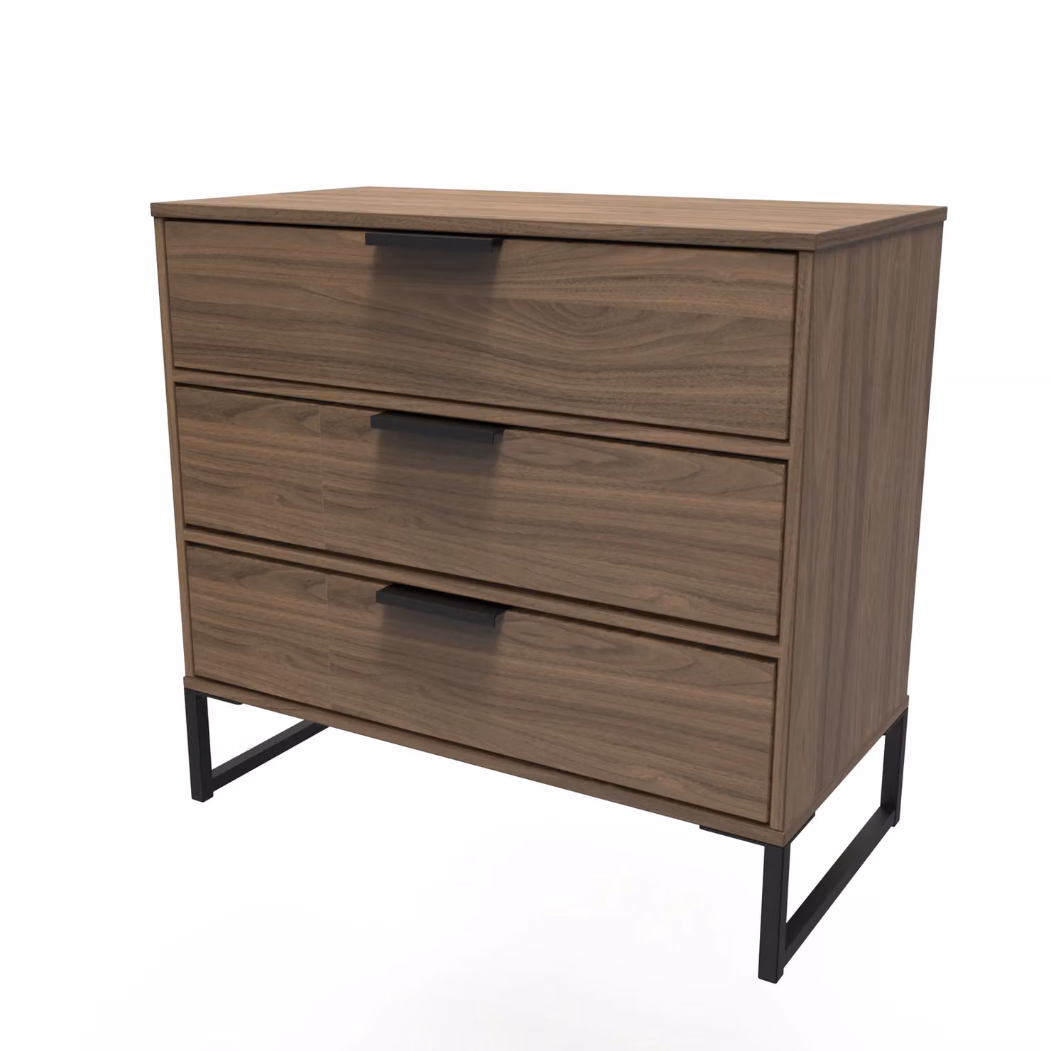 Ready Assembled 2 U Tamworth 3 Drawer Chest in Walnut and Gold – 2