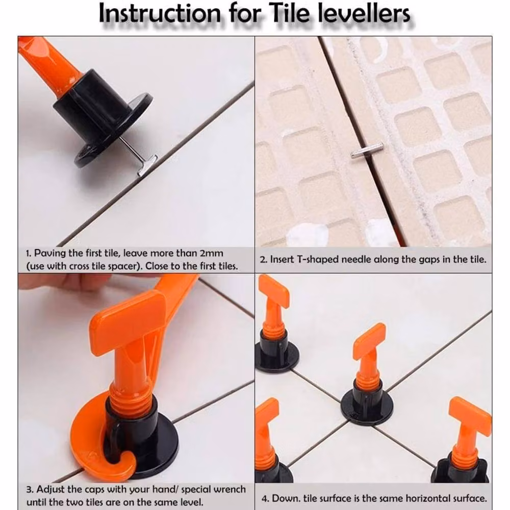 SPETLEK Tile Leveling System Kit in Orange with 50 Clips, 1 Wrench and 200 Spacers – 3