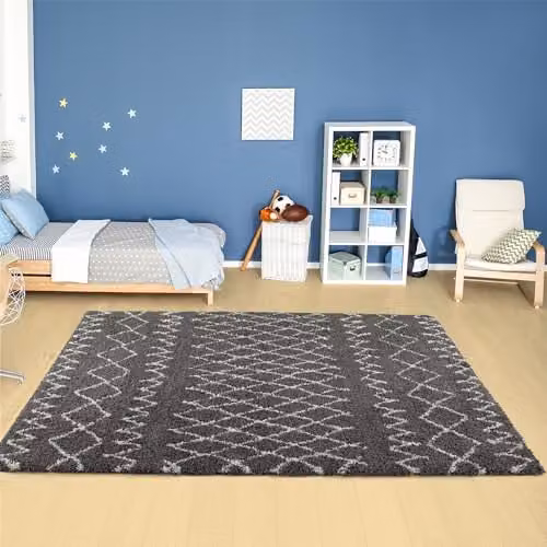 THE RUGS Modern Moroccan Design Living Room and Bedroom Rug, Tangier Dark Grey/Ivory, W: 240 cm, D: 340 cm – 3