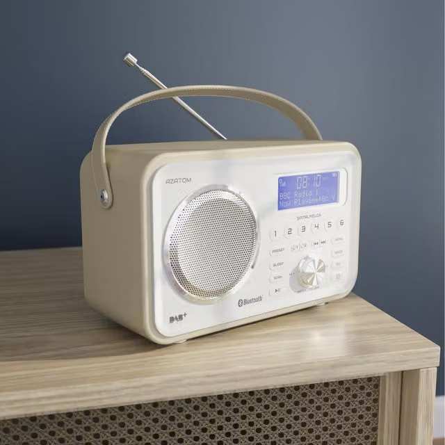 Azatom Spitalfields DAB+ Portable Radio with Bluetooth and Rechargeable Battery, White