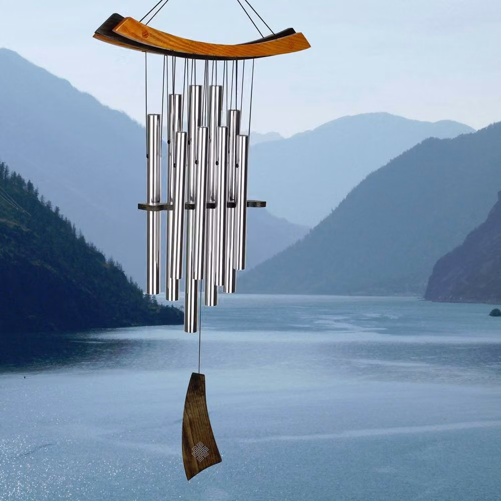 Woodstock Multi-Toned Ash and Aluminium Healing Wind Chime in Black and Multicolour – 3