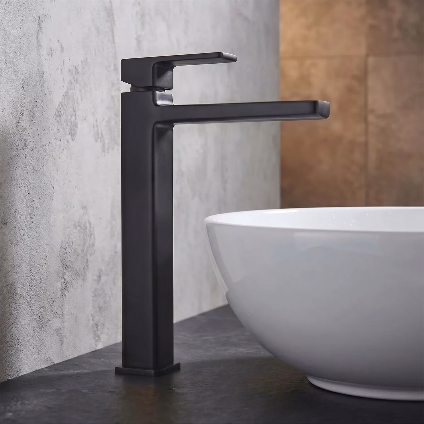 Balterley Square High Rise Mono Basin Mixer Tap in Matt Black – 5