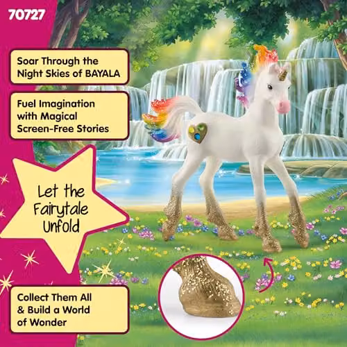 Schleich Bayala Rainbow Love Unicorn Foal Fantasy Toy Figurine, Multicolour – 4