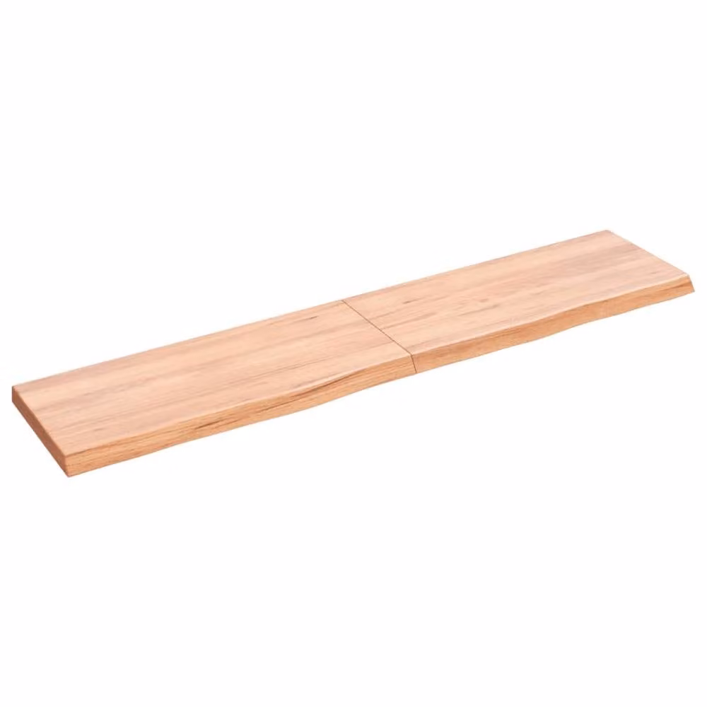 Berkfield Home Live Edge Bathroom Countertop Made of Treated Solid Wood in Brown, W: 140 cm, D: 30 cm, H: 2-4 cm