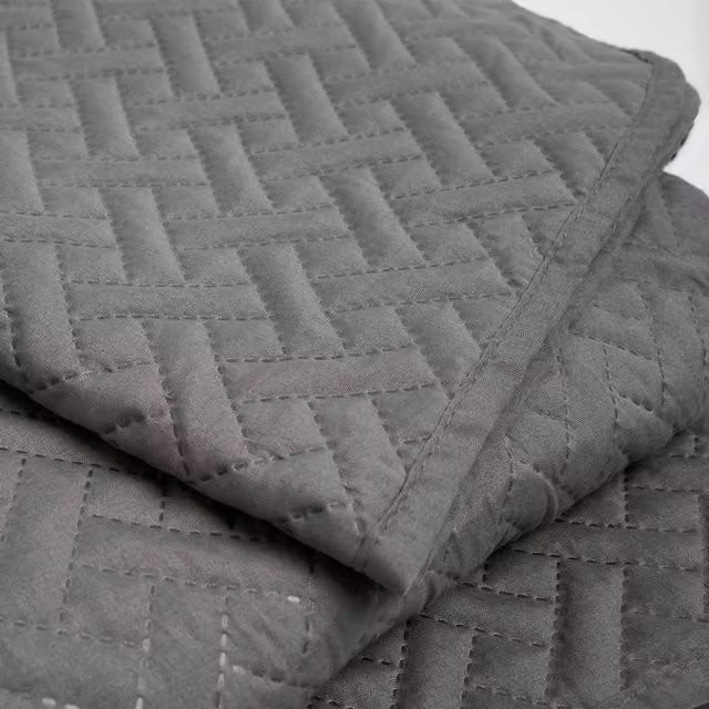 Brentfords Geo Pinsonic Quilted Bedspread in Grey, W: 150 cm x D: 200 cm