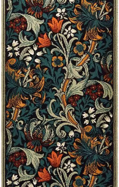 House of Hackney Golden Lily Art Nouveau Floral Wool Runner in Multicolour, W/D/H: 69 x 80 x 69 cm