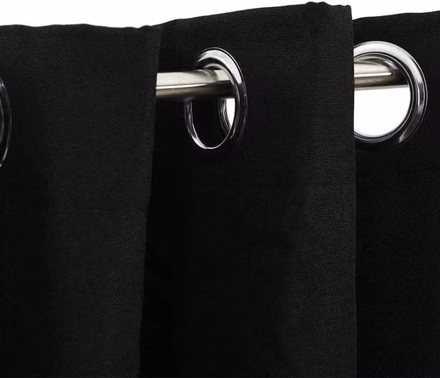Berkfield Home Linen-Look Blackout Curtains with Eyelets, Black, W: 290 cm, H: 245 cm – 1